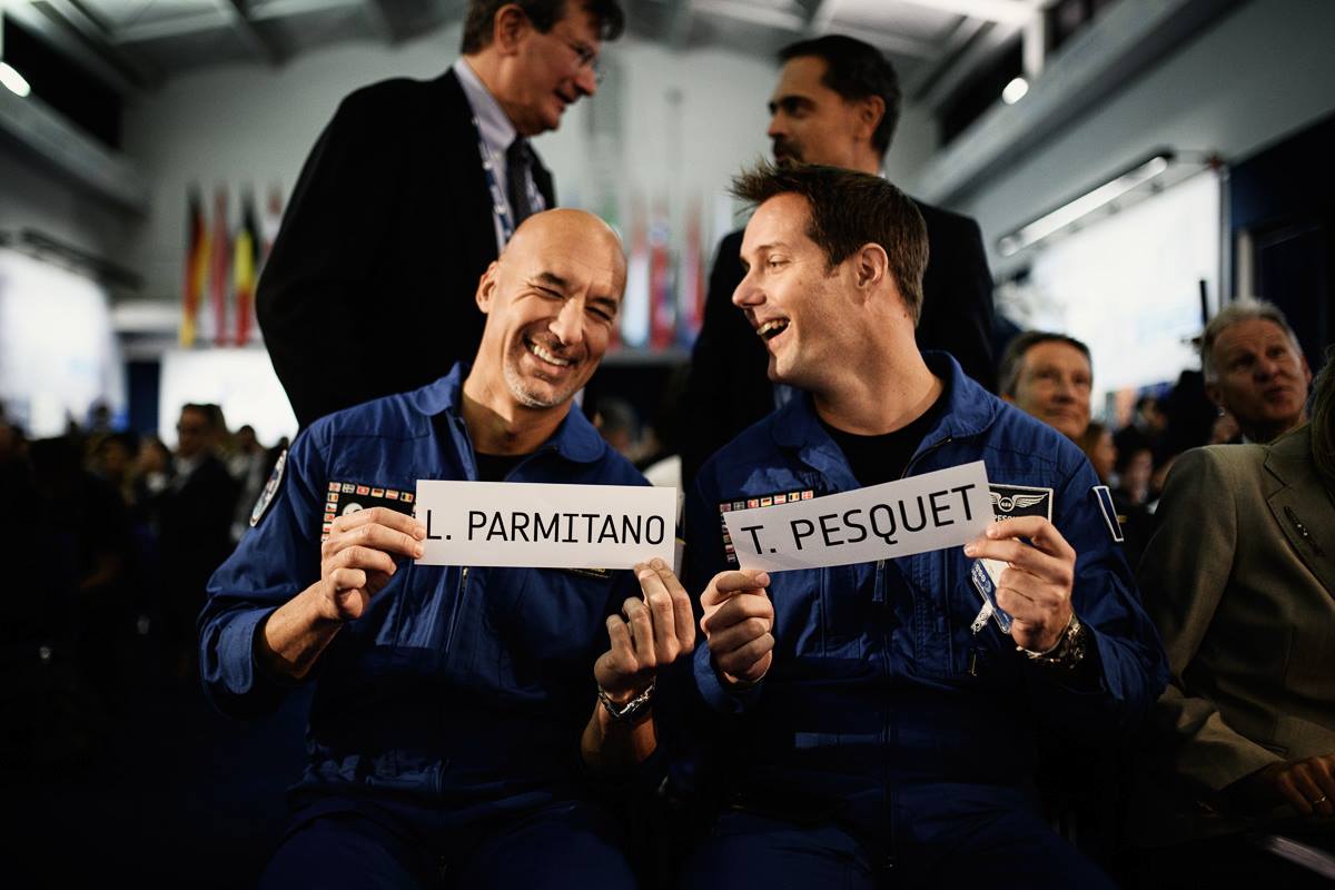 ESA astronauts Luca Parmitano and Thomas Pesquet before the presentation of the Beyond Mission (Photo © Alessandro Barteletti)