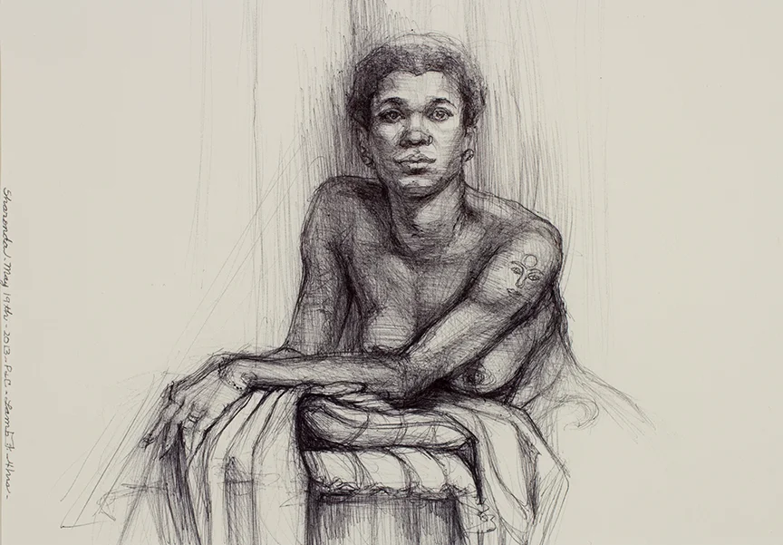 Lou Ann Burkhardt Sharonda , 2013 Pen and ink on paper 12” x 15”, framed $485