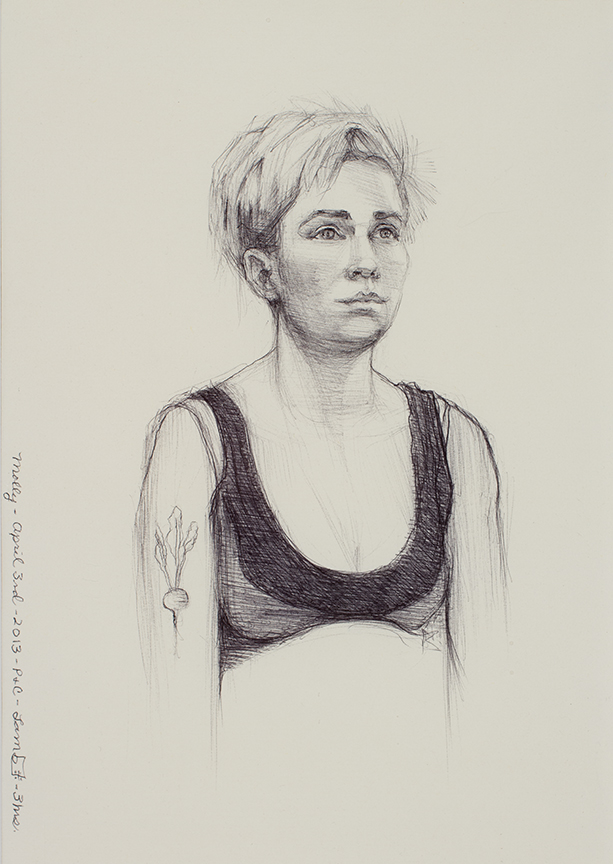 Lou Ann Burkhardt Molly , 2013 Pen and ink on paper 12” x 15”, framed $485
