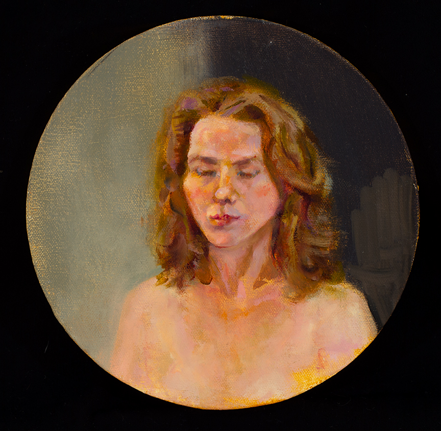 Lou Ann Burkhardt Head Study of Model , 2010 Oil on canvas 8” in circumference
