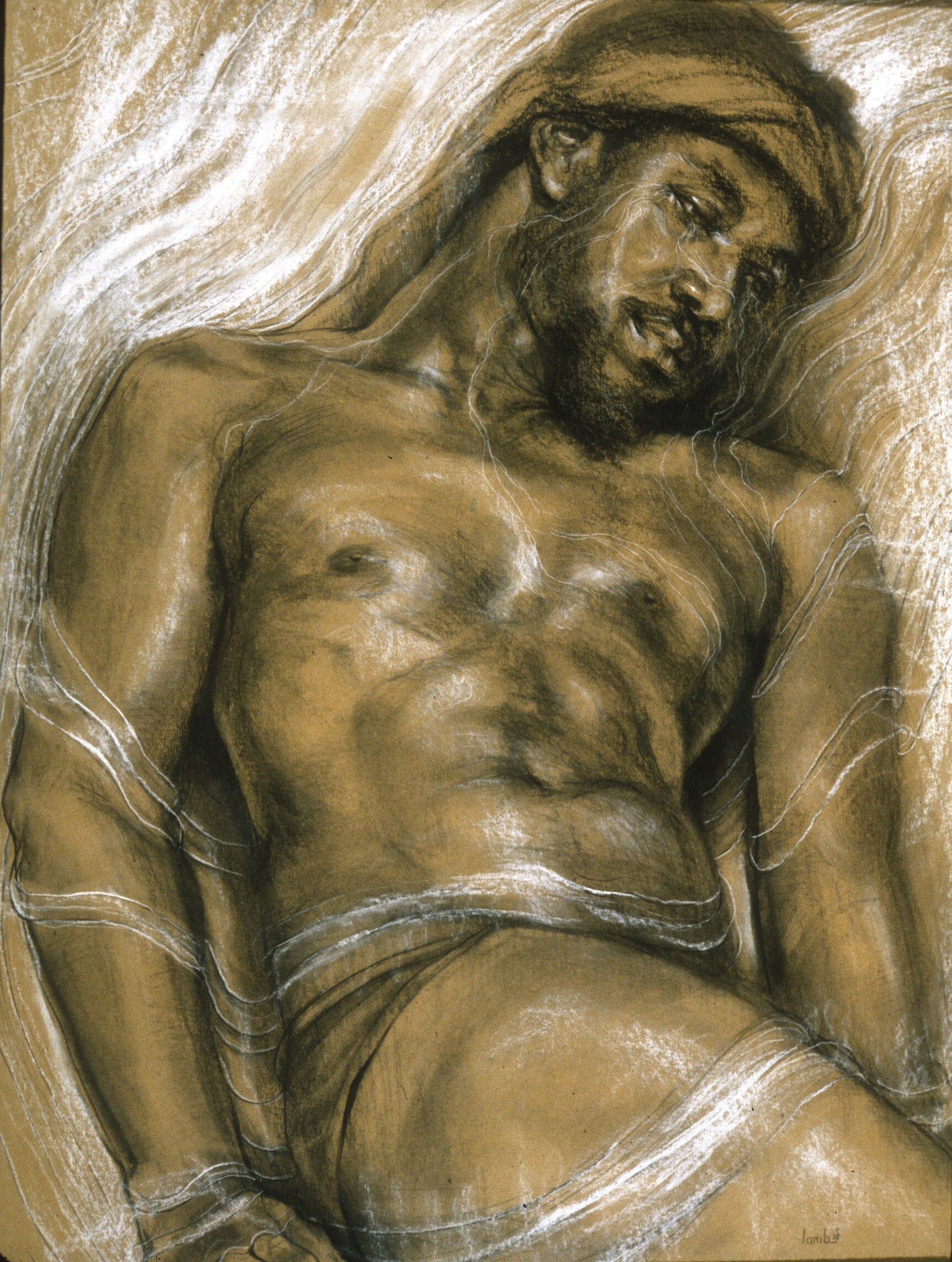 Lou Ann Burkhardt To the Music: Nobody Knows the Trouble I've Seen , 1980 Charcoal and white chalk on toned paper 20”x 30” framed