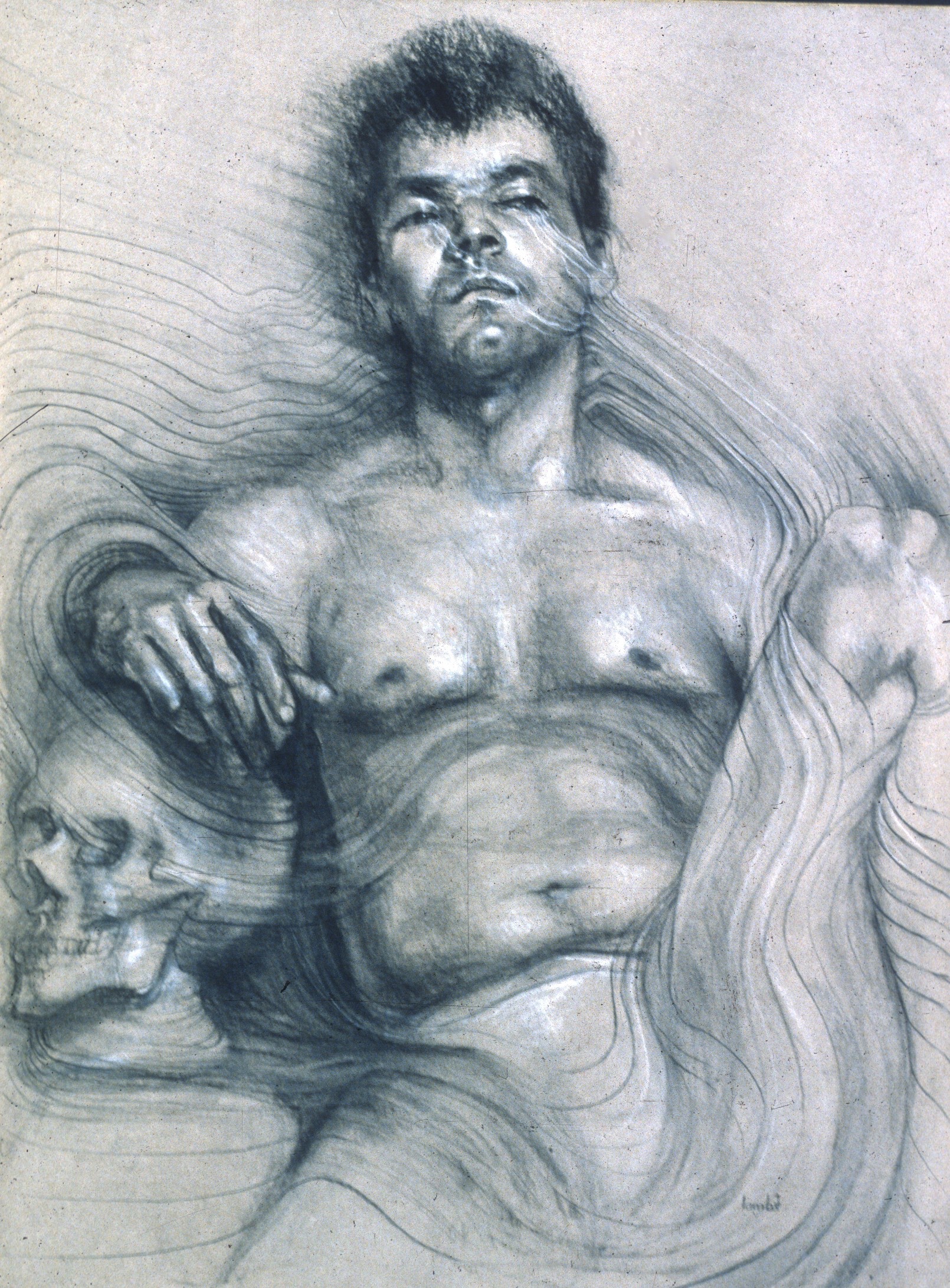 Lou Ann Burkhardt To the Music: I Will Arise and Go to Jesus , 1980 Charcoal and white chalk on toned paper 29” x 35” framed