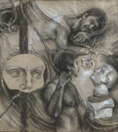 Lou Ann Burkhardt Reflections of T. A. Charcoal on paper 24” x 8’