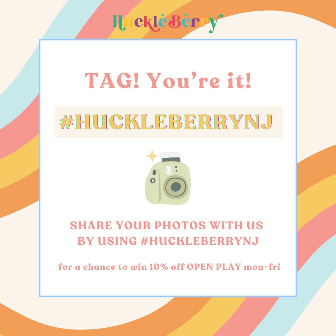 WE want to share in your moments!! 📸 Share &amp; post any snaps you take with &nbsp;#HUCKLEBERRYNJ ✨&nbsp;
for a chance to win 10% off Open Play Monday through Friday in the month of May and June 🌼

.
.
.
.
(kids, kids activities, mom activities, i