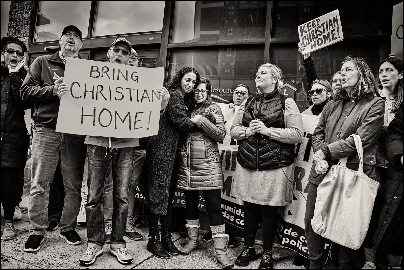  Neighbors and friends attend and support the rally to comfort Sarika and her two daughters left behind by Christian’s impending deportation. 