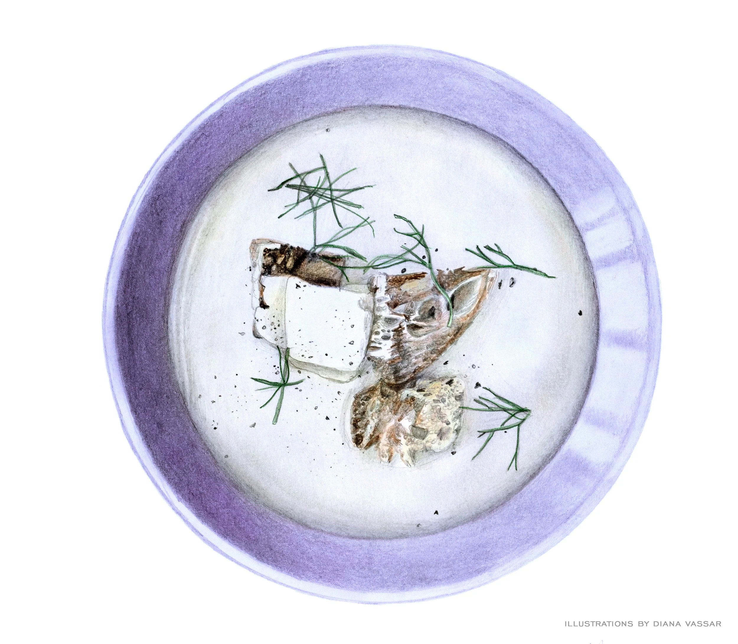 illustration of Poached Gariic Bread Soup from The NImble Cook by Ronna Welsh