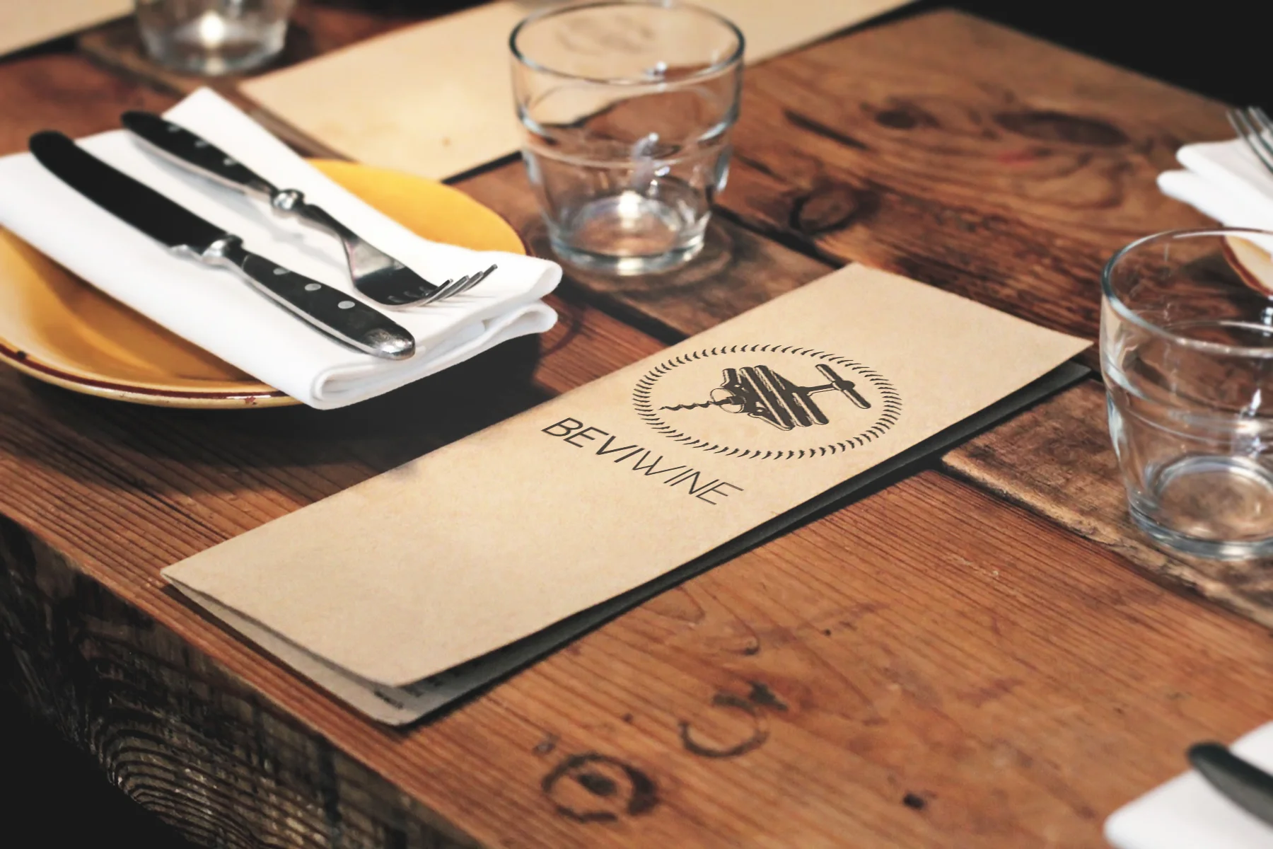A menu mock-up to show how the logo might appear in-situ.