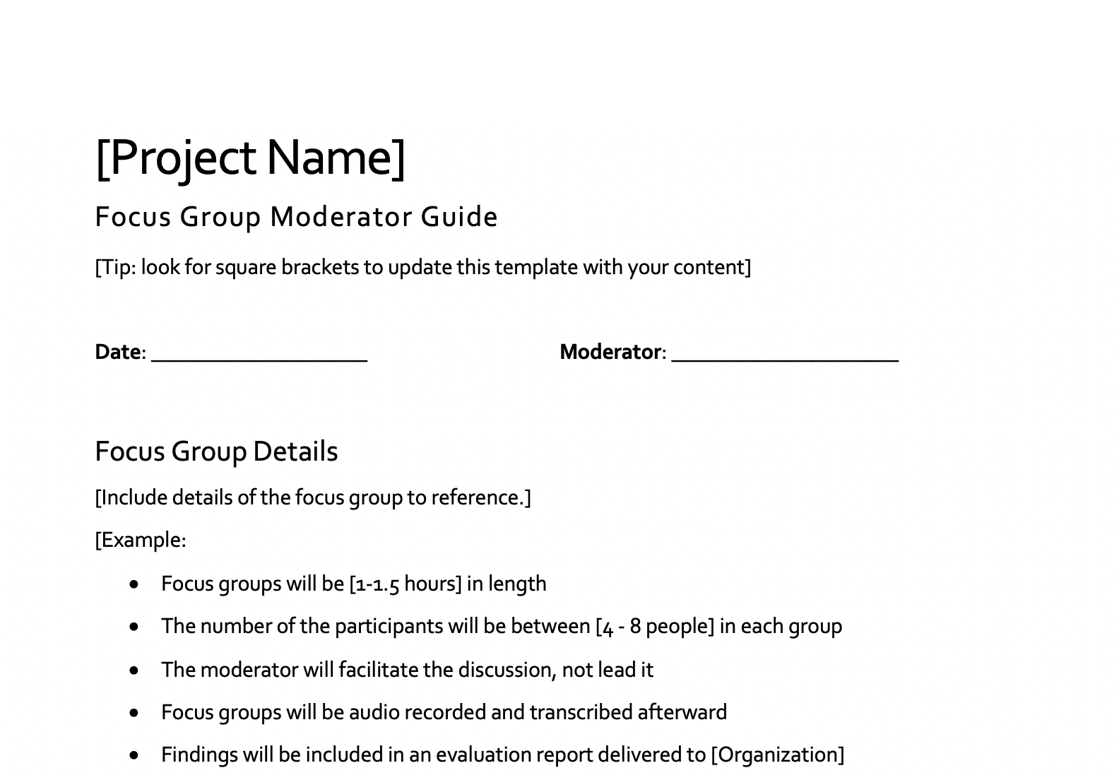 Focus Group Moderation Guide Template — Eval Academy With Regard To Focus Group Discussion Report Template