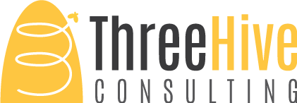 Logo for Three Hive Consulting, who works with non-profit, government, and healthcare clients on program evaluation.