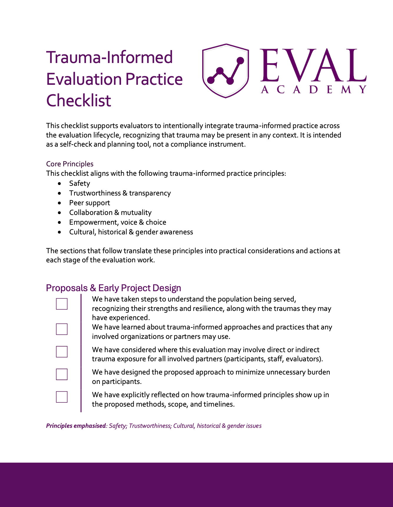 Trauma-Informed Evaluation Practice Checklist — Eval Academy