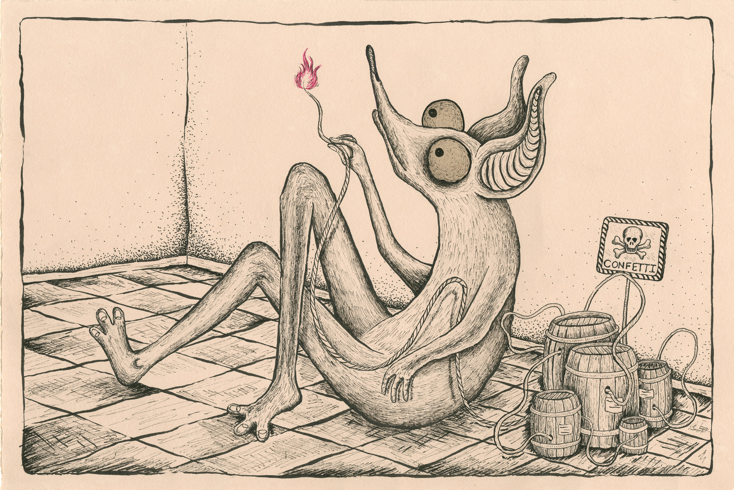 Contemplation of Choices , 2017 pen and ink 10 x 16 inches