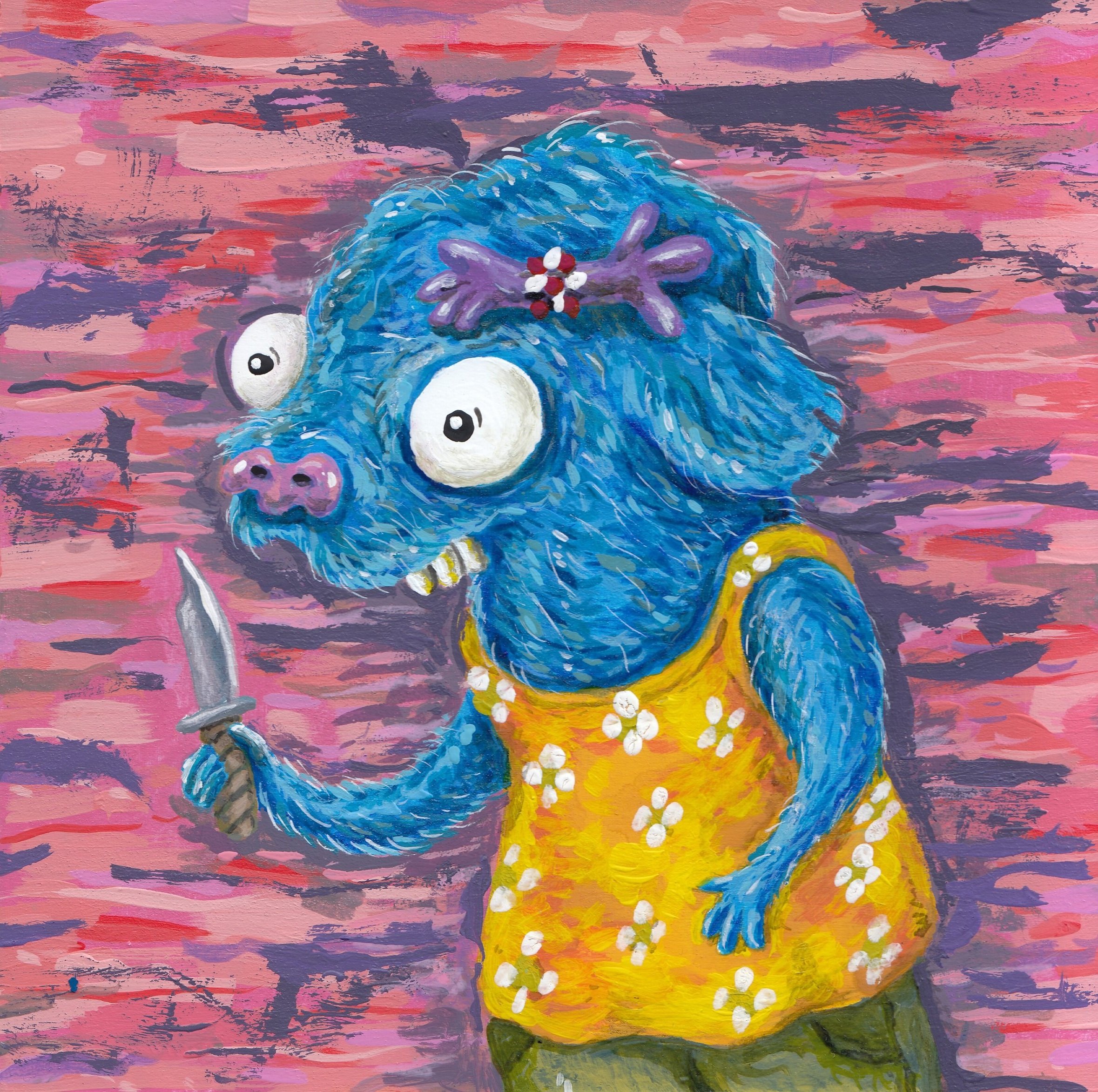 Knifey, 2023 acrylic on wood 6” x 6”