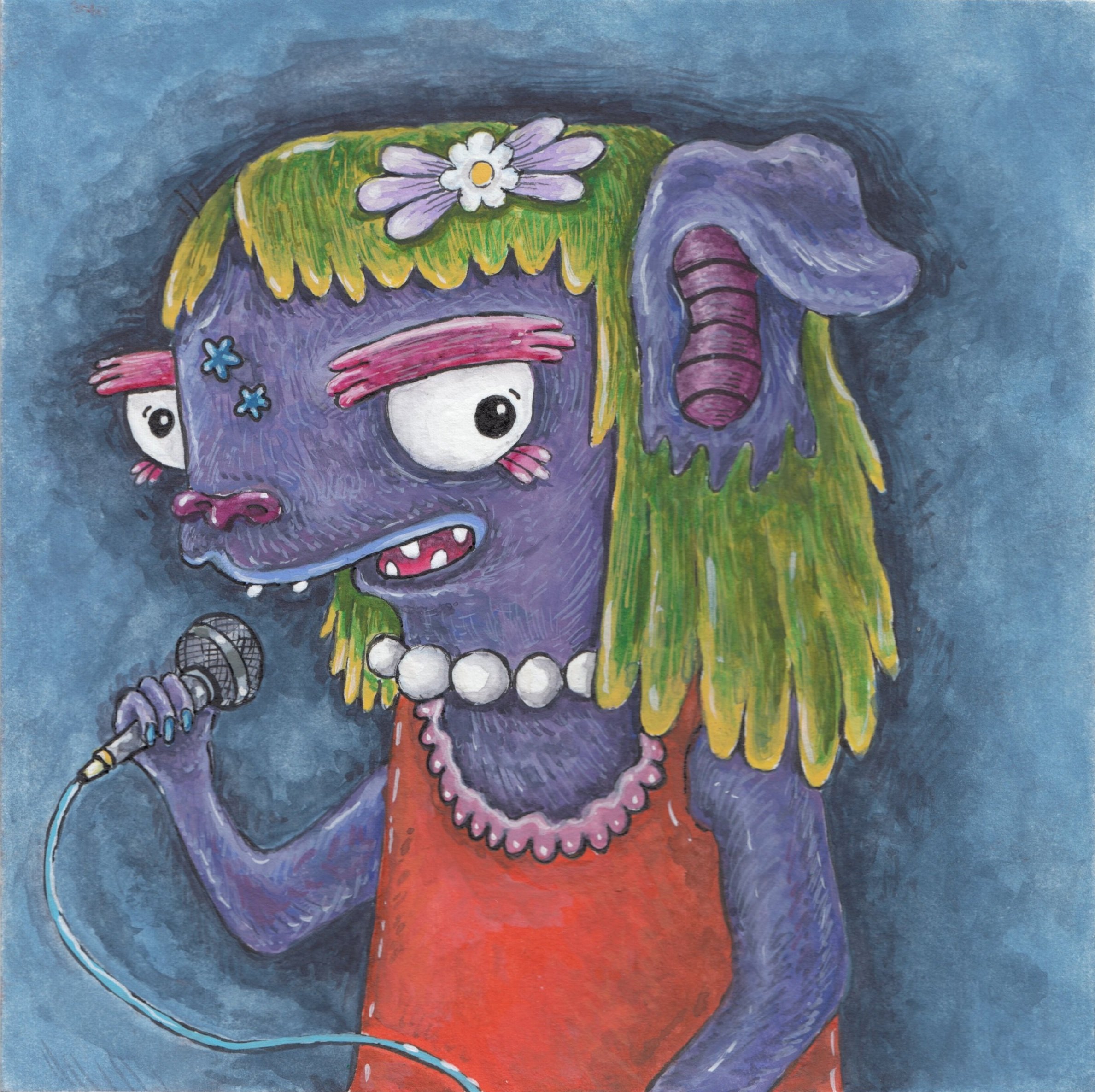Hard Headed, 2025 watercolor, gouache, acrylic gouache 6” x 6”