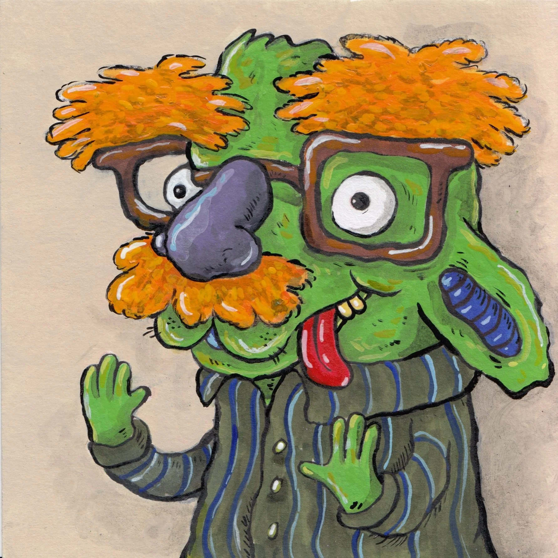 Dog in Disguise, 2025  acrylic on paper  6 in x 6 in 