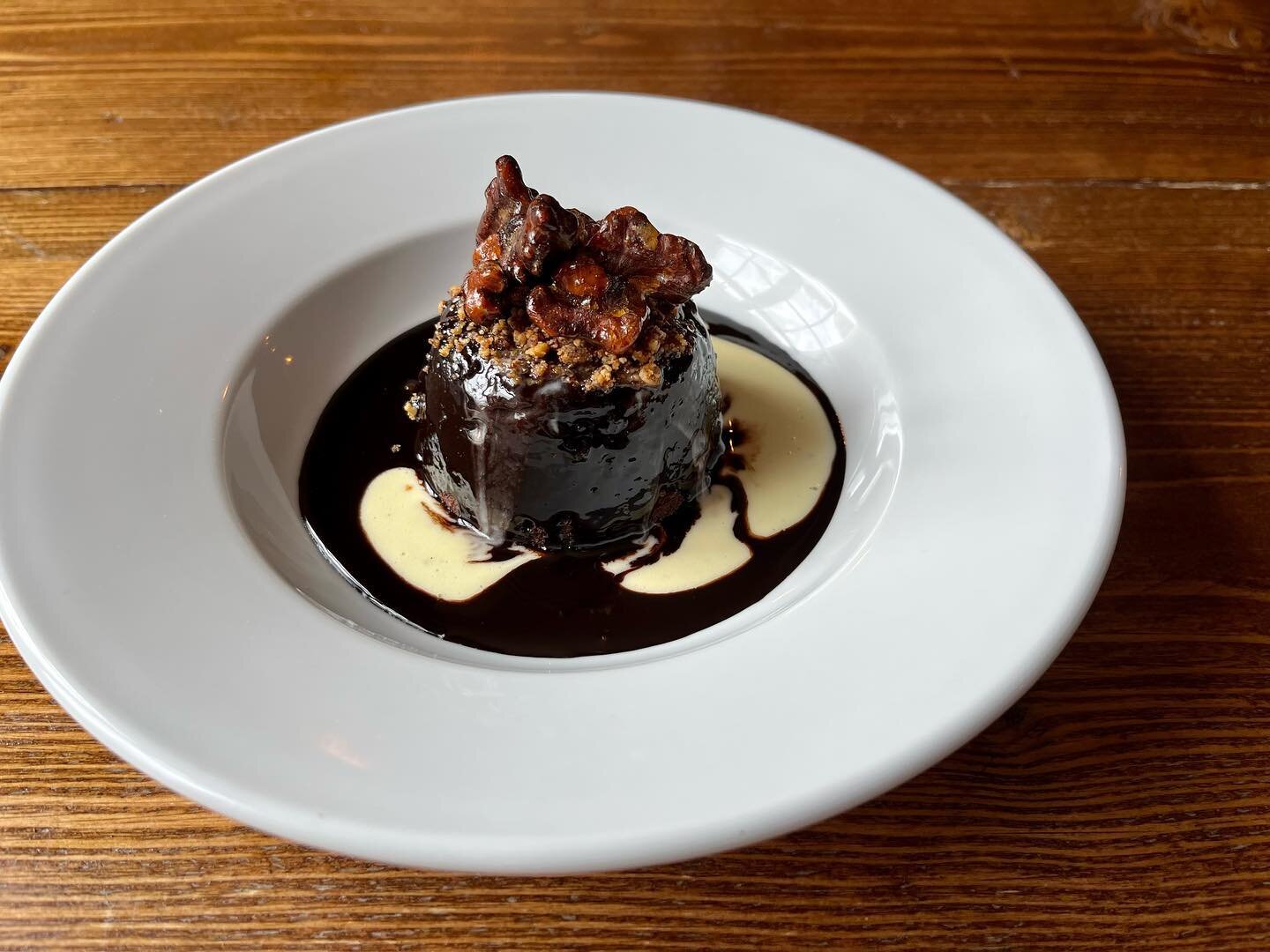 🍫😍Chocolate Sponge with Hazelnut Praline and Custard 🍫😍 Come and try it for yourself, we&rsquo;ve still got some tables available this weekend, book online or give us a call 🥂