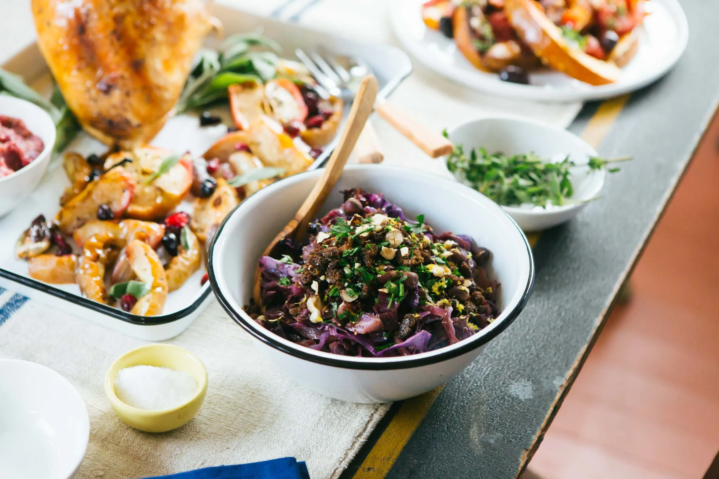 Purple Cabbage With Toasted Pumpernickel Crumble