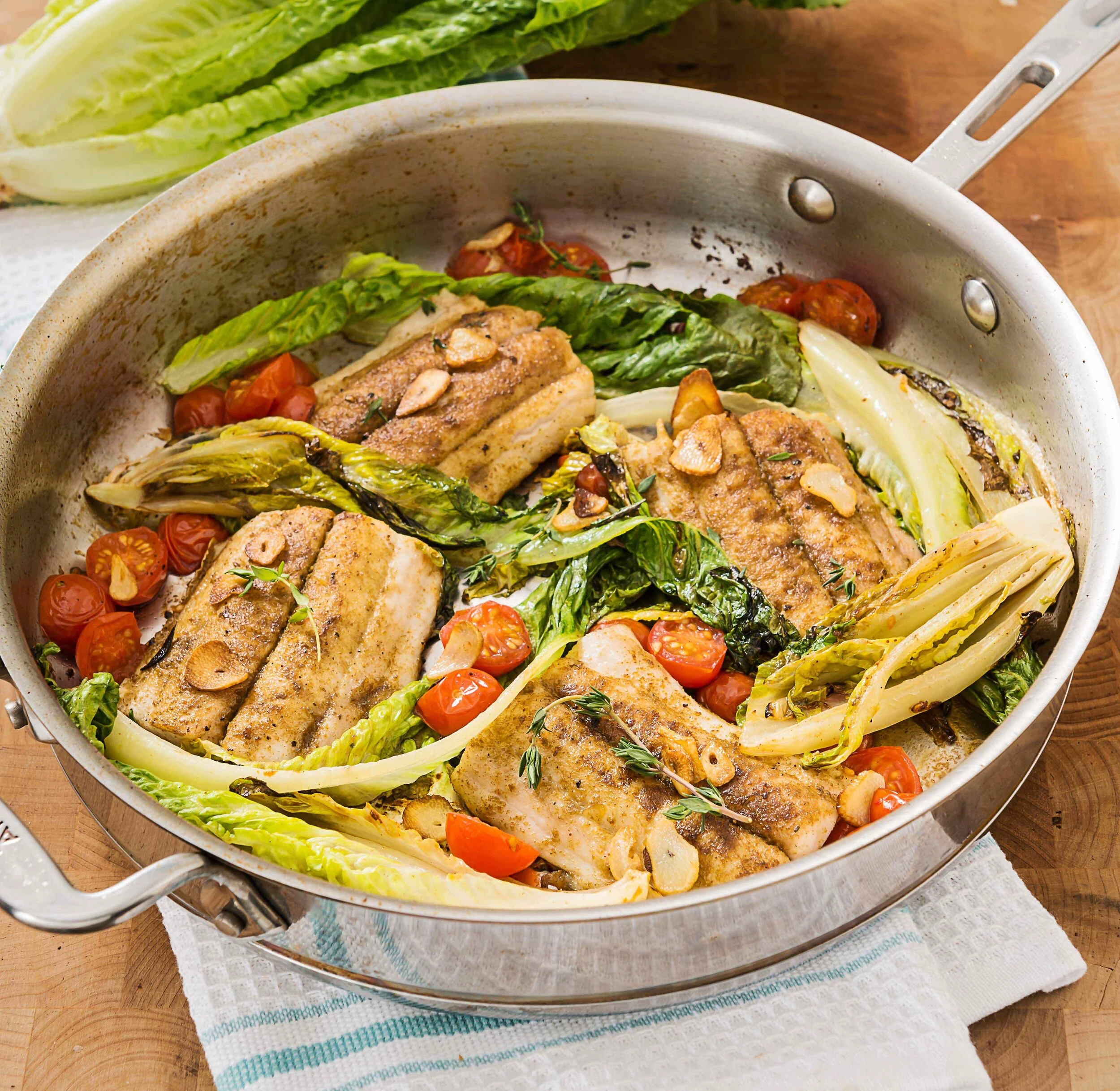 Cumin Crusted Mackerel &amp; Pan Braised Romaine