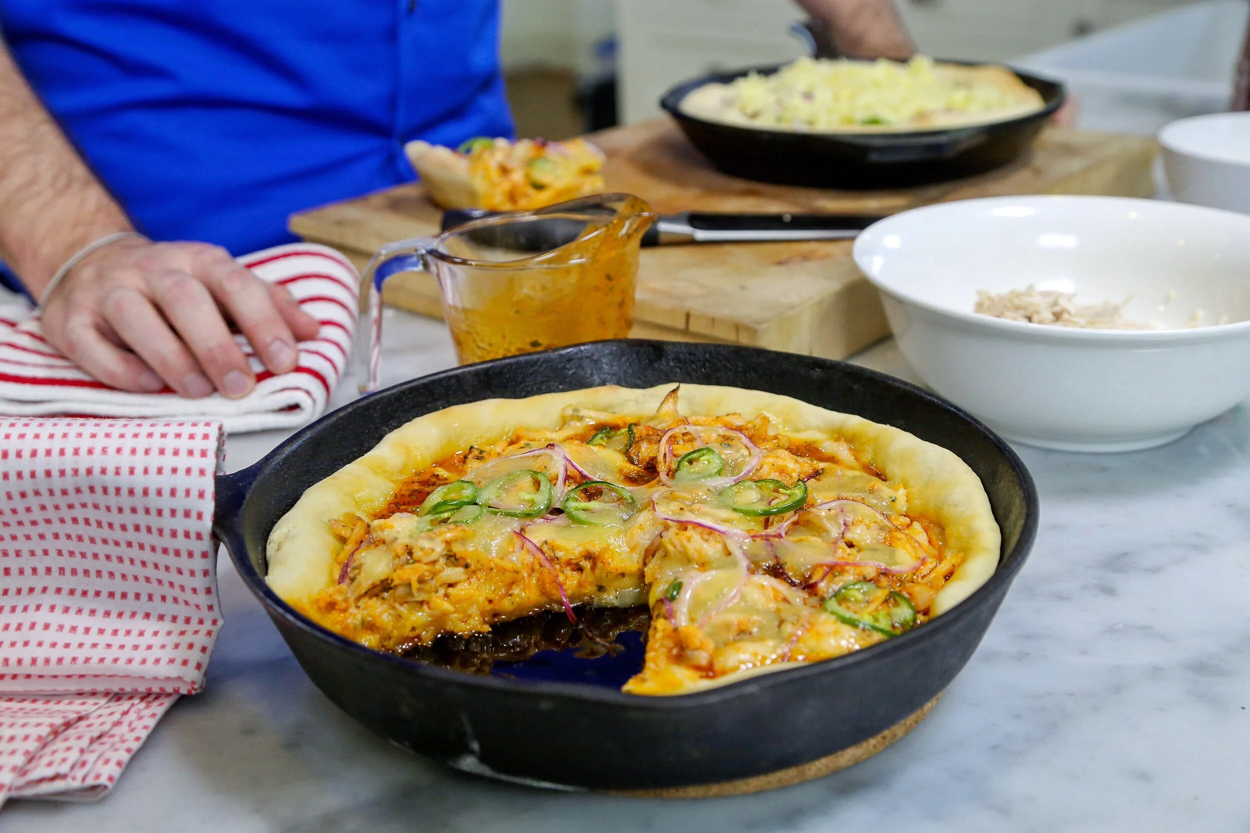 Deep Dish Spicy Sweet Chicken Pizza