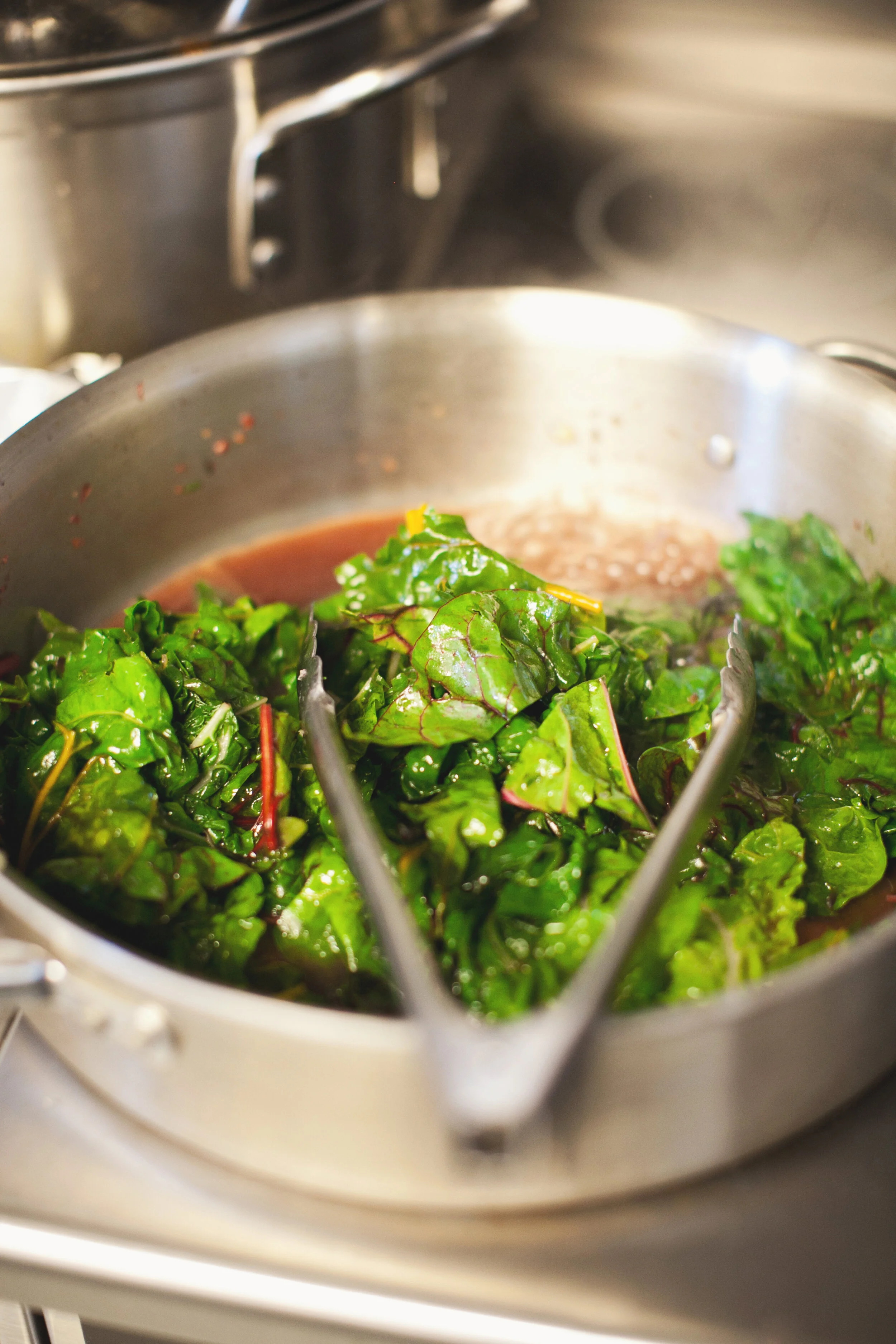 Quick-braised Rainbow Chard With Red Wine And Crumbled Bacon