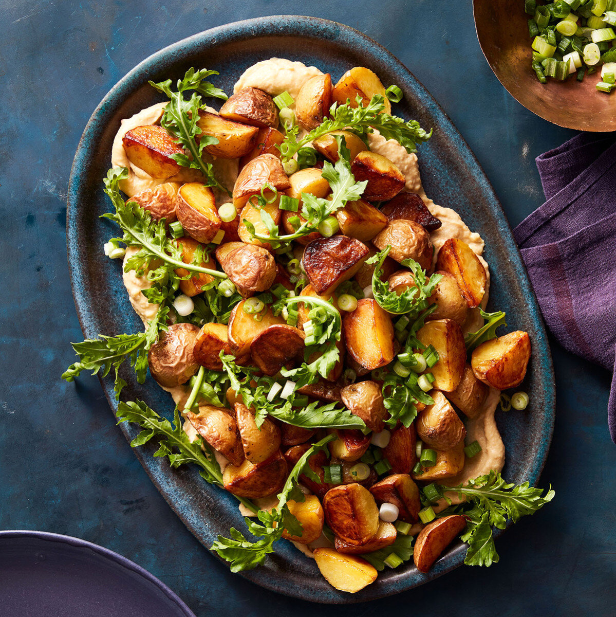 Warm Potato Salad with Hummus &amp; Arugula