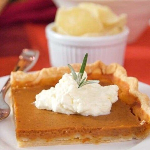 Pumpkin Chai Slab Pie with Soft Bourbon Vanilla Cream