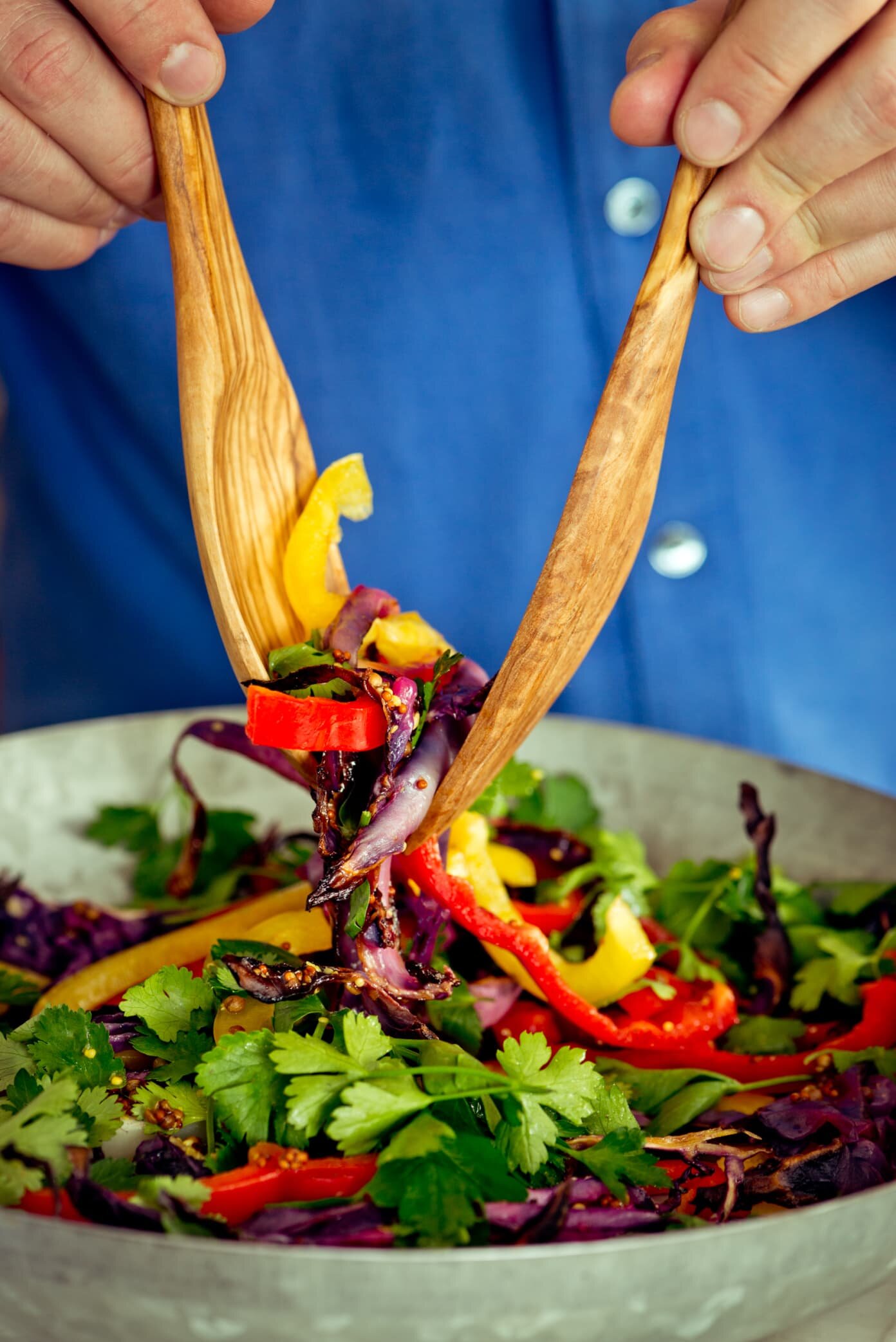 Roasted Red Cabbage and Rainbow Pepper Slaw