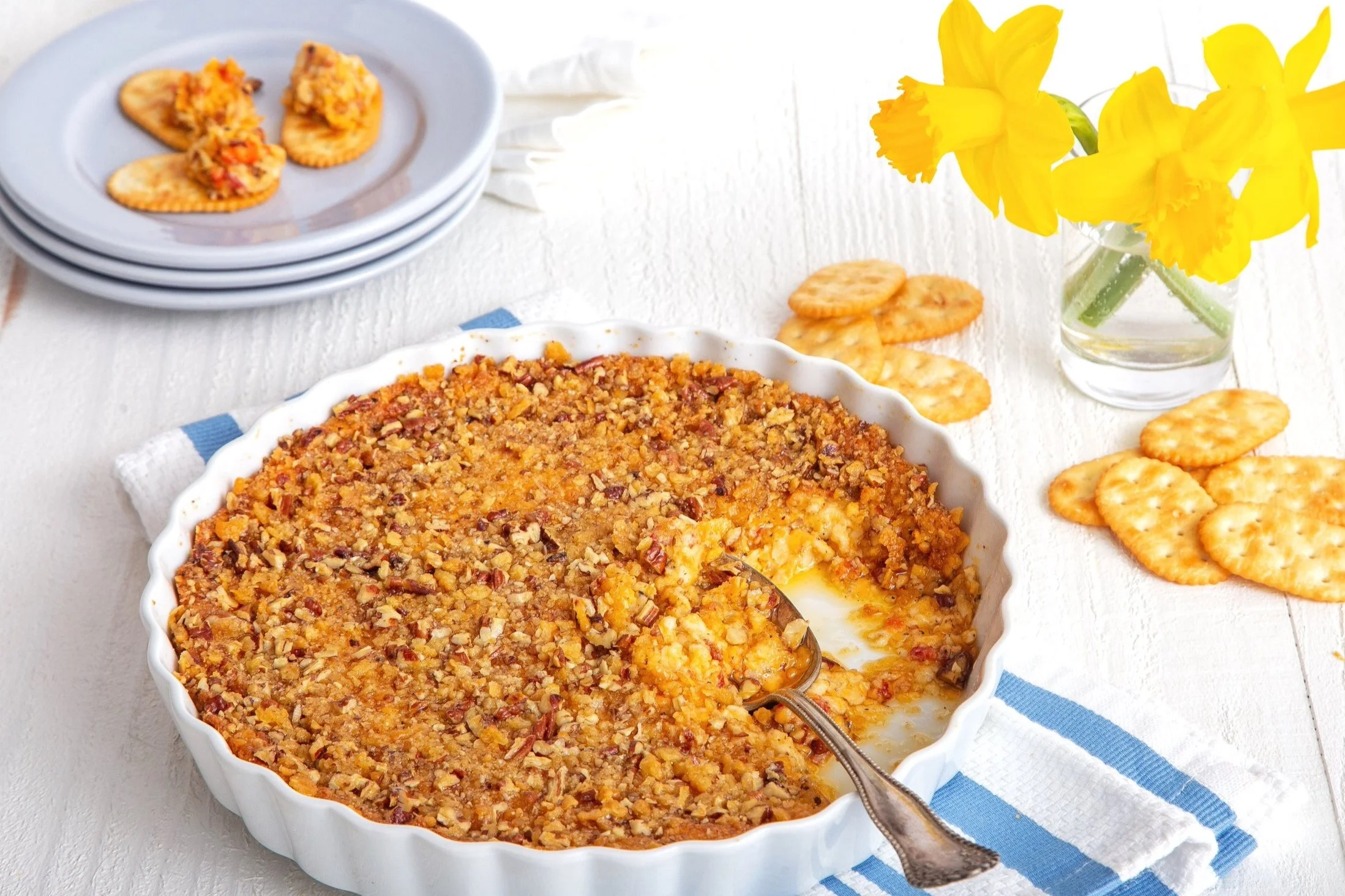 Baked Pimento Cheese with PecanButter Cracker Crust — Chadwick Boyd
