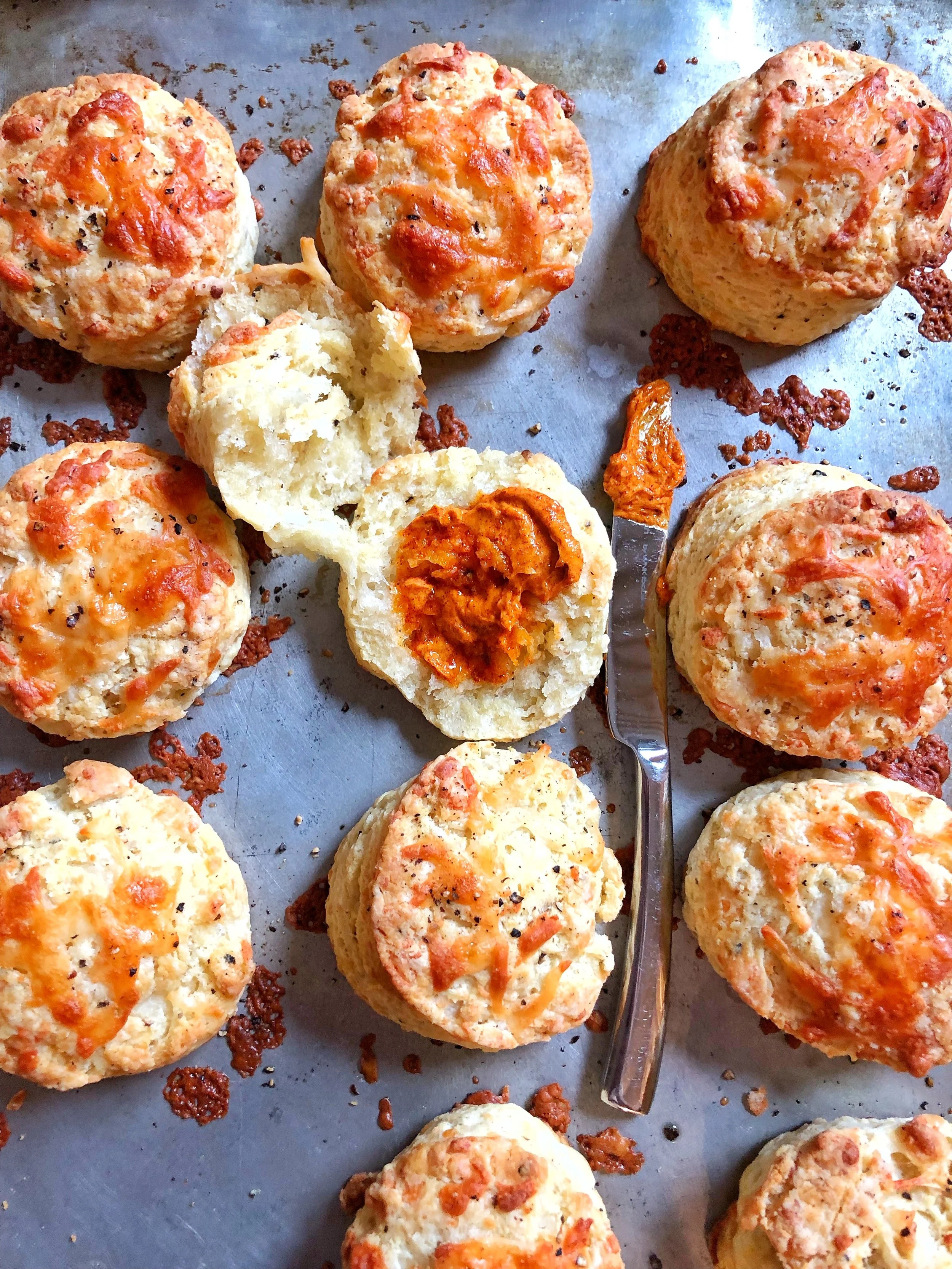 Manchego Black Pepper Biscuits with Smoked Paprika Butter