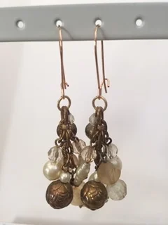 Beige Pearls with Metal &amp; Glass