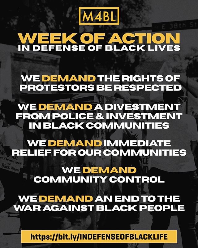 We're proud to join over 200 climate and environmental groups in endorsing the @mvmnt4blklives Week of Action and its demands to confront police violence and anti-Black racism. We will not remain silent in the face of the horrific murders of George F