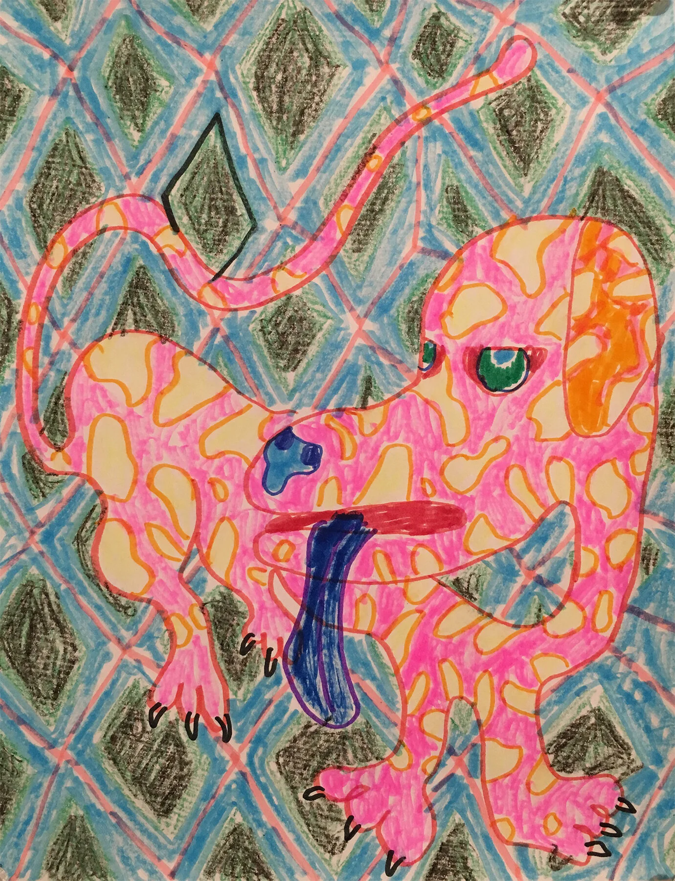 Tired Weiner Dog on Tile Floor