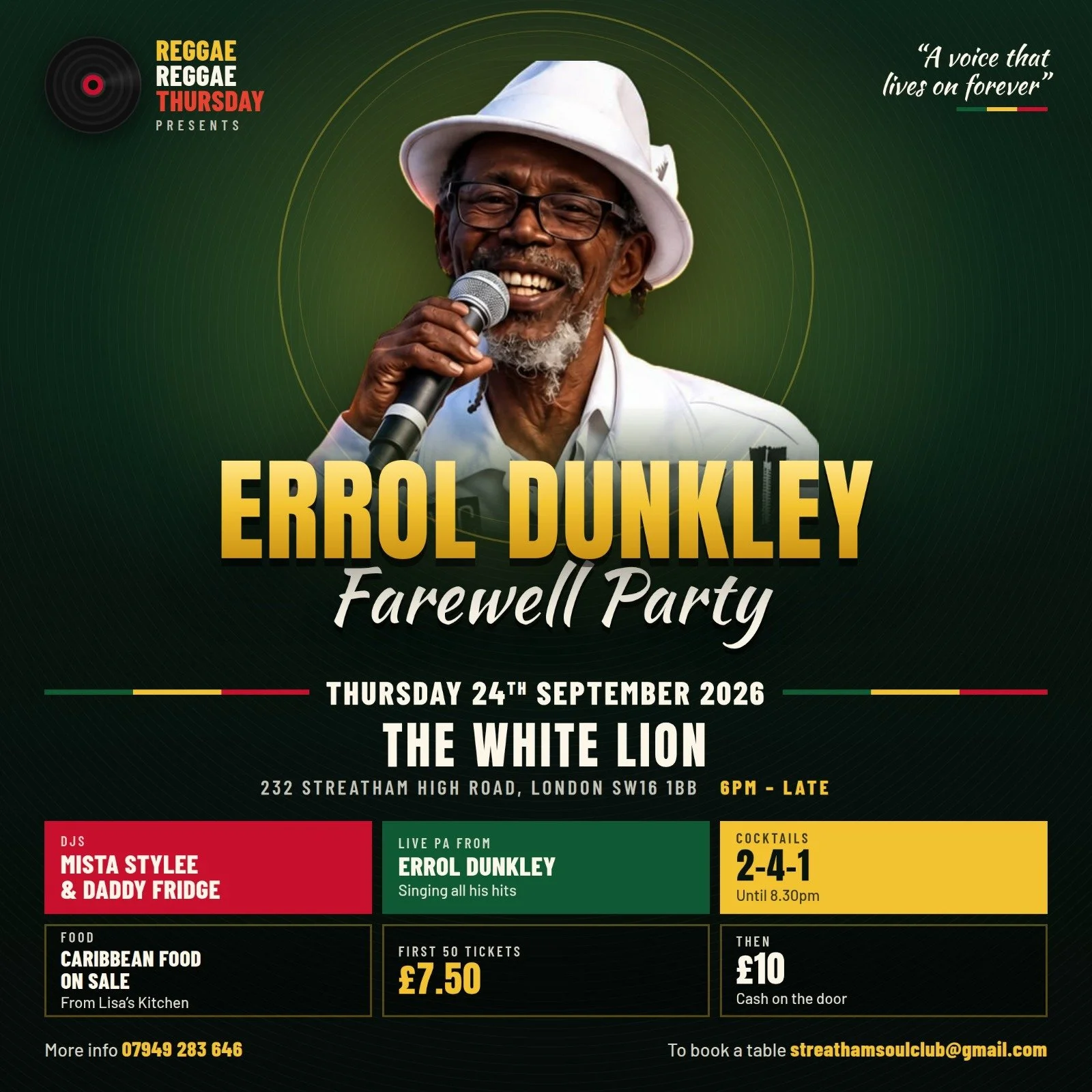 Errol Dunkley Farewell Party!