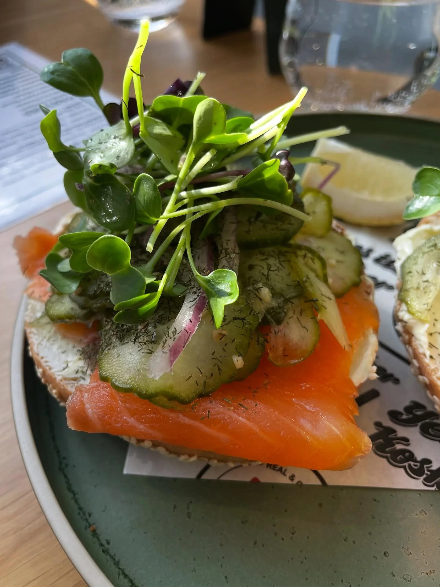 The Classic bagel, open faced style from @thekosherdeli @samsbagelsnz 

I felt a face to bagel comparison was warranted.

No introductions necessary, this is a classic lox and cream cheese bagel with fresh dill pickle, onion and capers. Choose sandwi