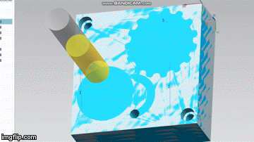 Using a 1/2 ball mill to roughly machine the large geometry of the cake mold