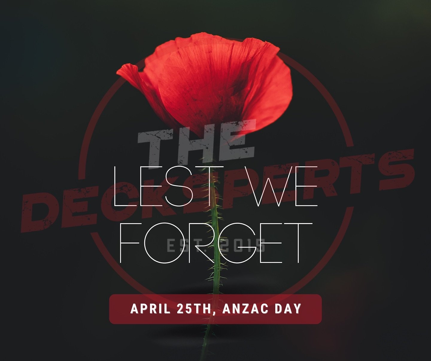 They shall grow not old, as we that are left grow old: 
Age shall not weary them, nor the years condemn. 
At the going down of the sun and in the morning 
We will remember them. 

#jclarkeconstructions #anzacday #wewillrememberthem
