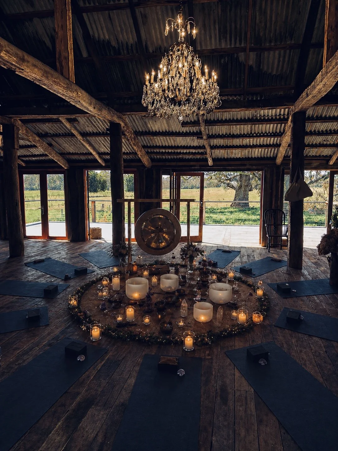 Sound meditation set within the shearing shed at Dunmore Farm in North East Victoria
