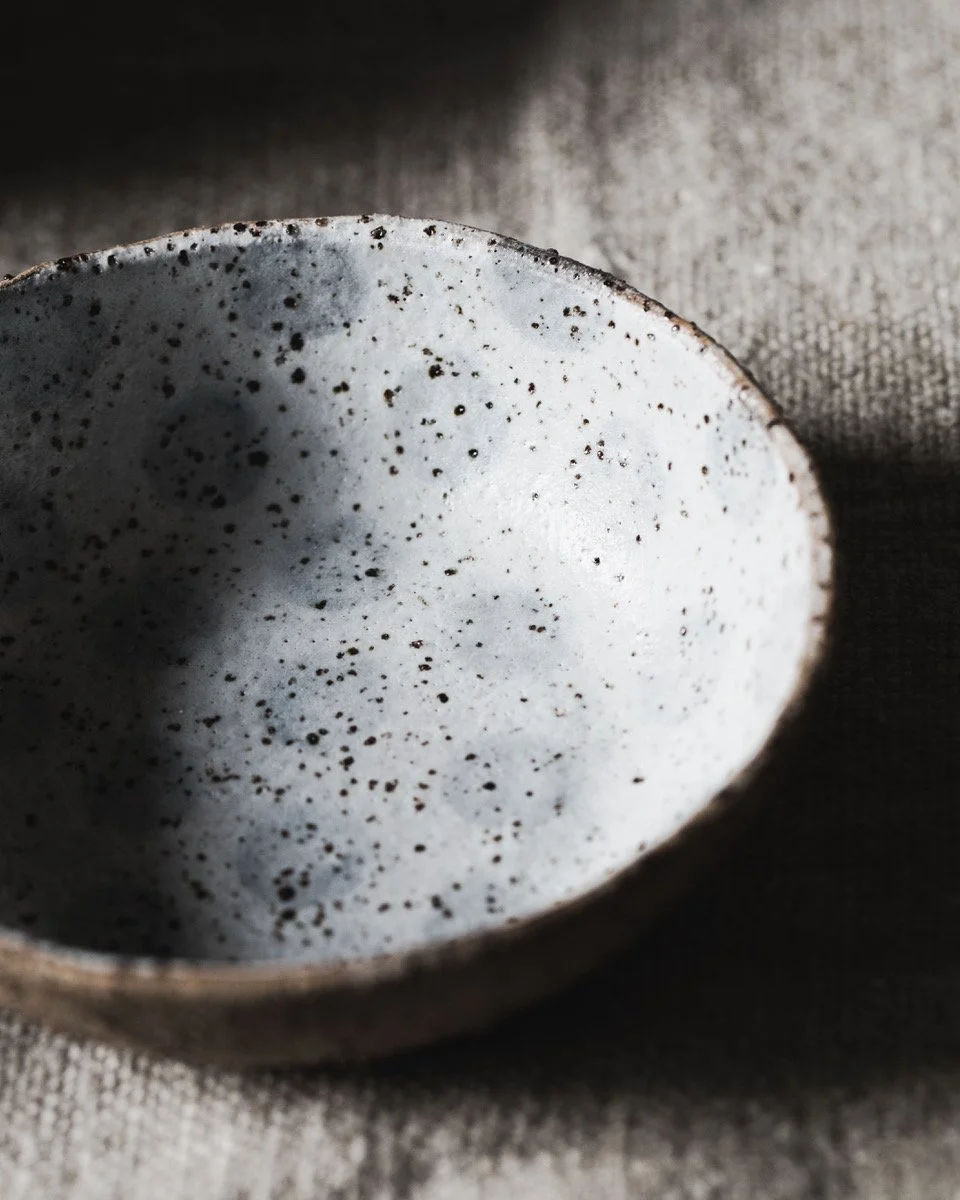 Clay Beehive handmade speckled stoneware bowl with spots