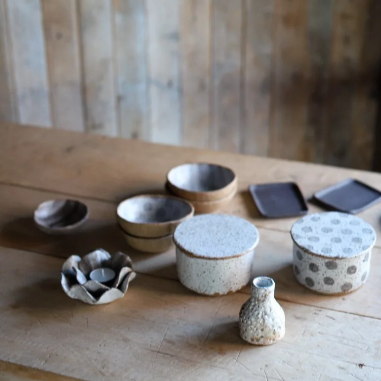 Clay Beehive handmade French butter bell in rustic speckled stoneware with satin white glaze