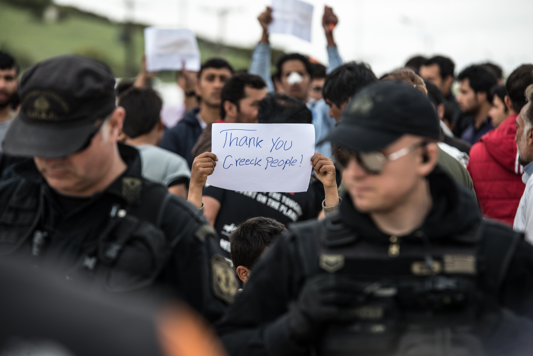 Refugee protest better living contitions.JPG