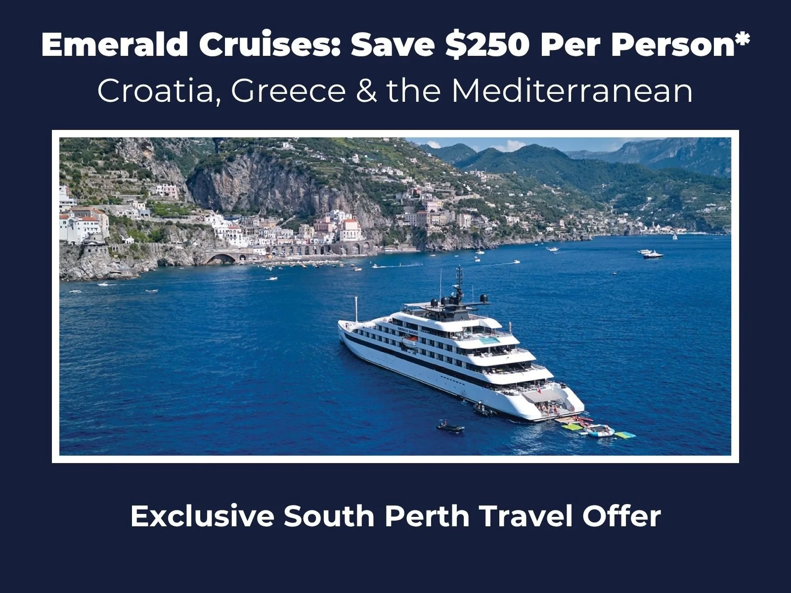 Emerald Cruises luxury yacht sailing along the Mediterranean coast