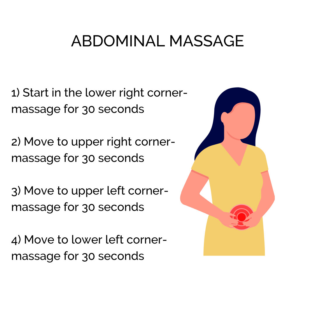 Abdominal massage is another great tool to have in your IBS tool kit. It can help stimulate movement for those with IBS-C and help relieve spasmodic cramps for those with IBS-D. ⠀⠀⠀⠀⠀⠀⠀⠀⠀
⠀⠀⠀⠀⠀⠀⠀⠀⠀
Remember to take deep breaths as you massage to also