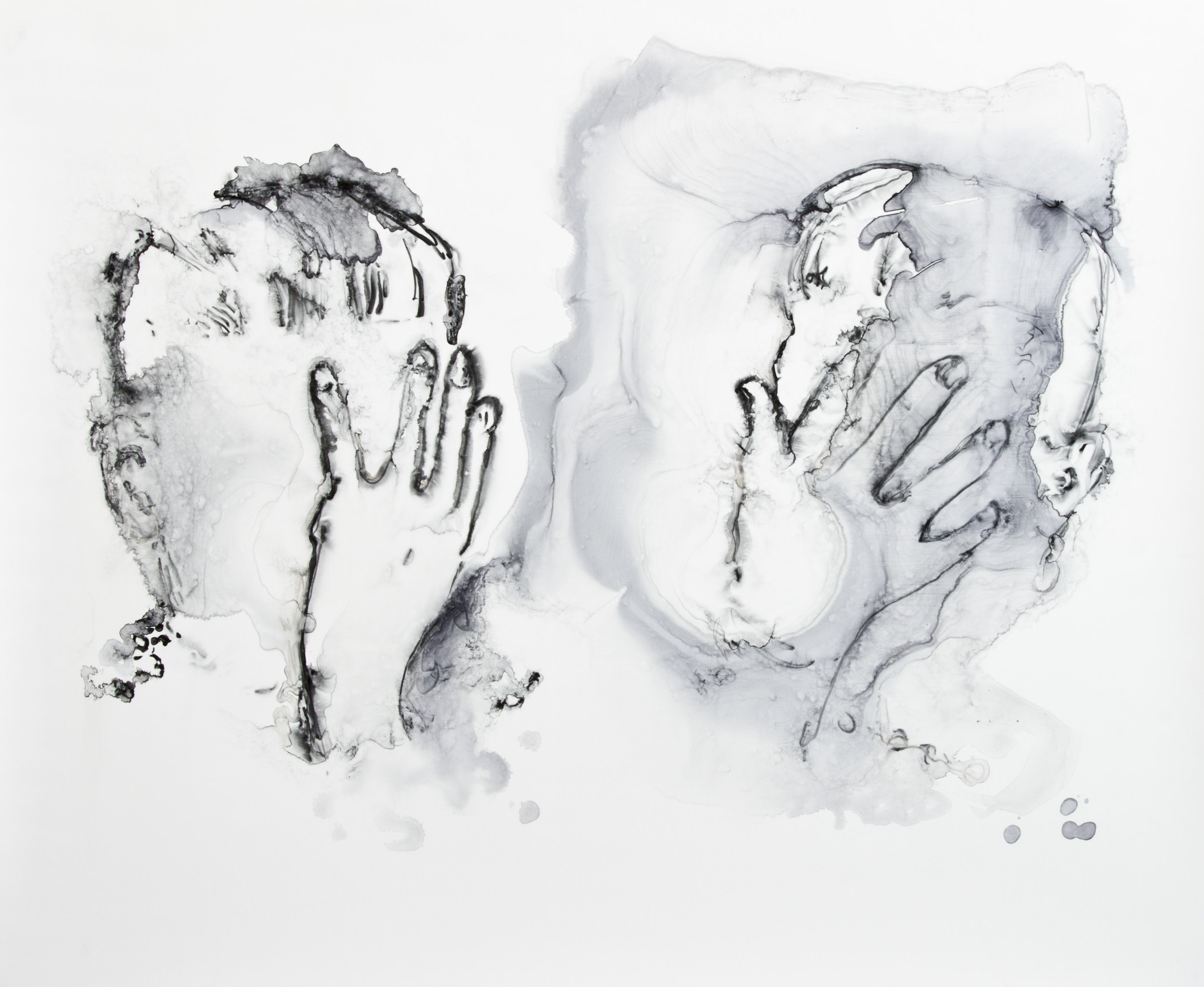 Hand Healing, 2016, watercolor on polypropylene, 24x30 inches