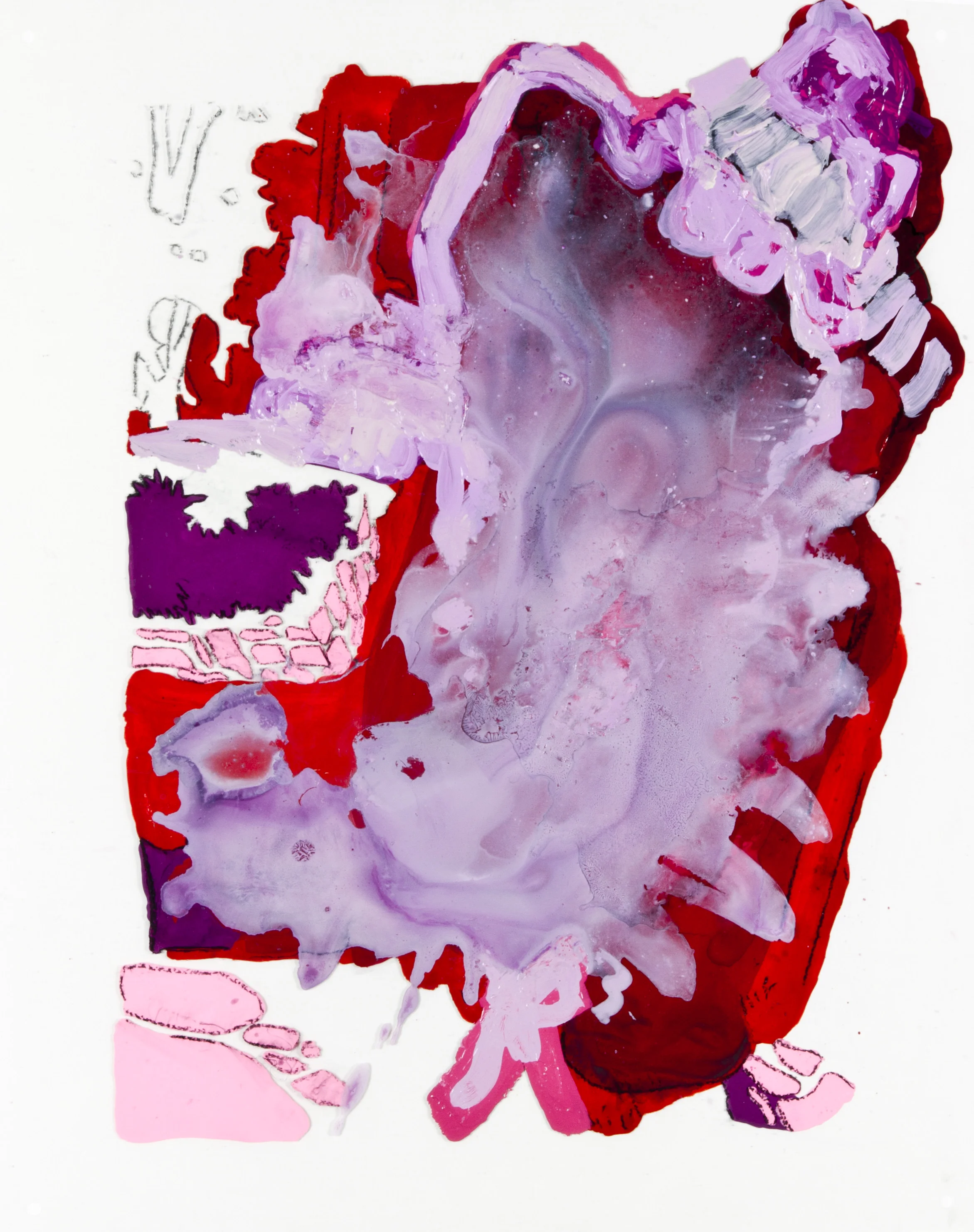 Bean, 2017, 19x24 inches, Watercolor and acrylic on transparent mylar