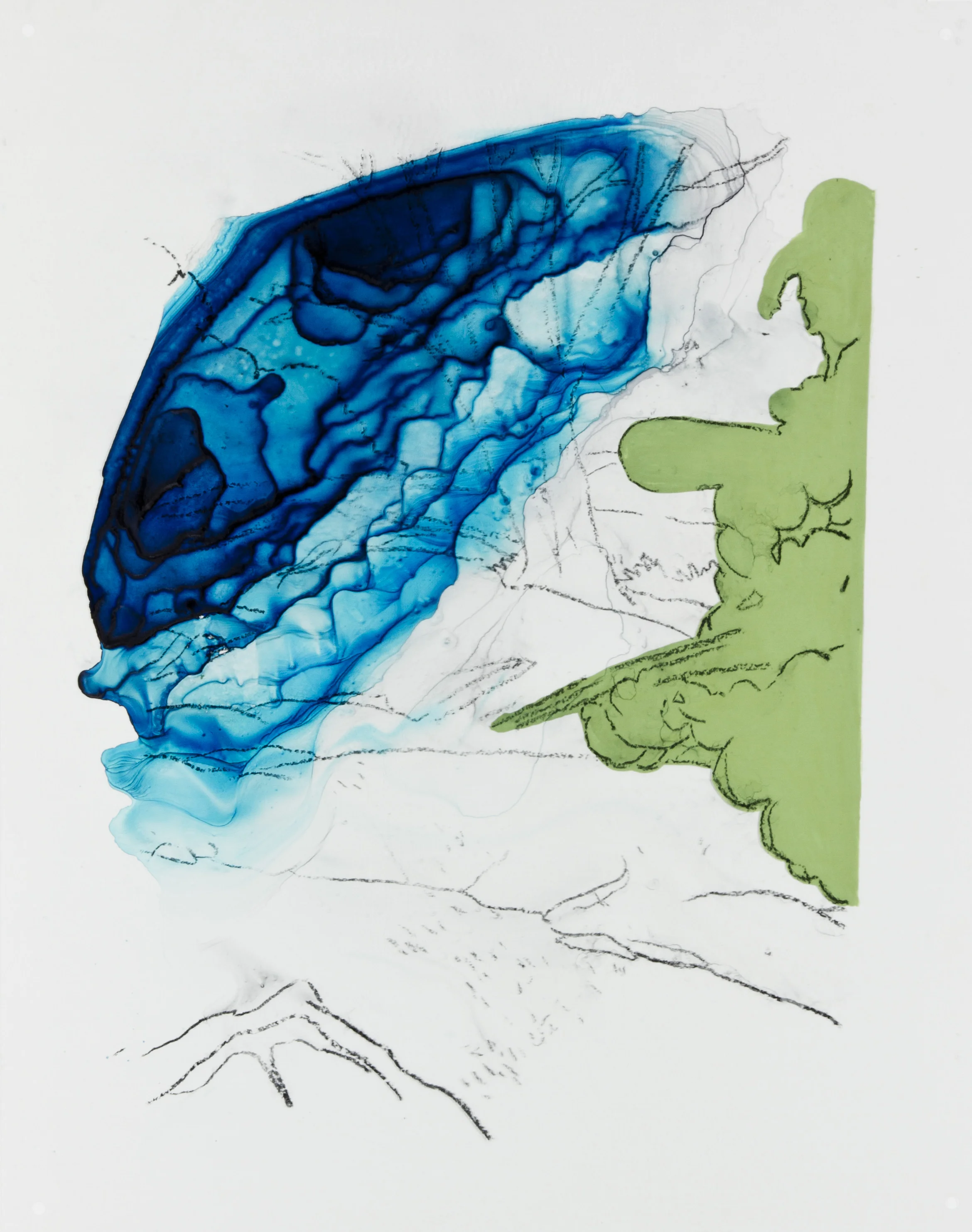 Fog and Cloud, 2017, 19x24 inches, Watercolor and acrylic on transparent mylar