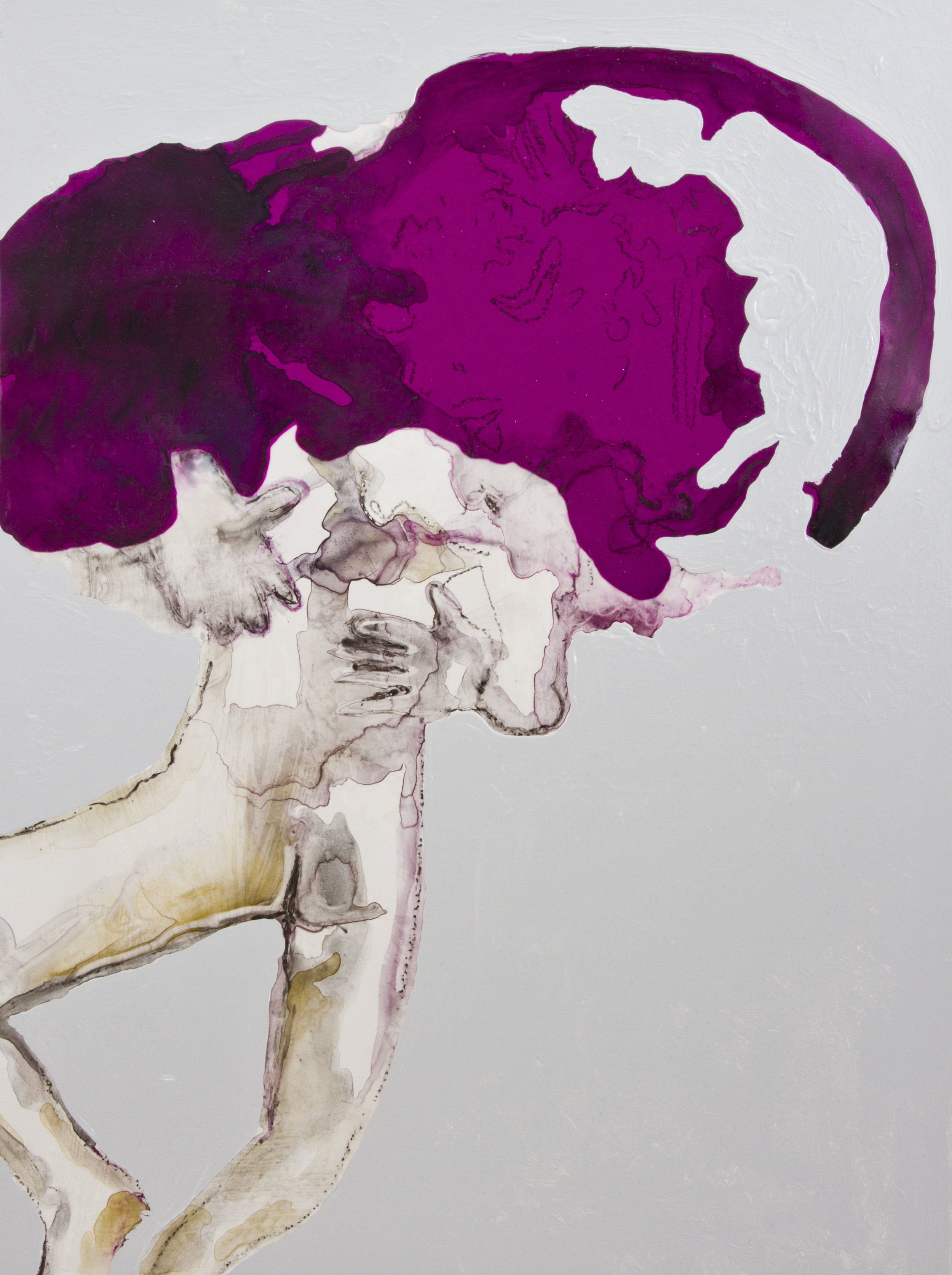 Angler, 2015, watercolor and acrylc on mylar on panel, 18,x24