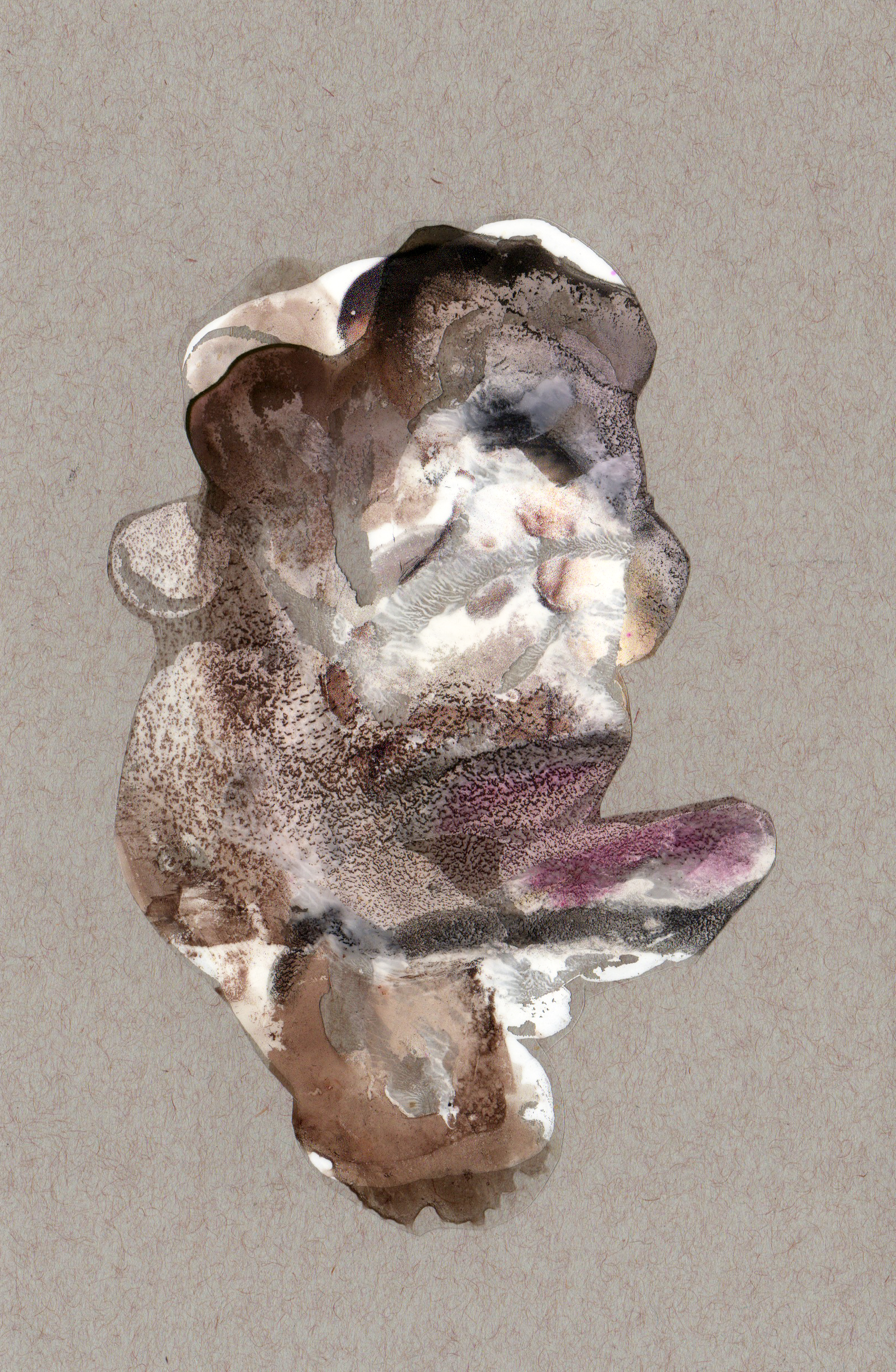Above and Below, 2014, paint transparency archival ink and paper, 8.5x5.5 inches