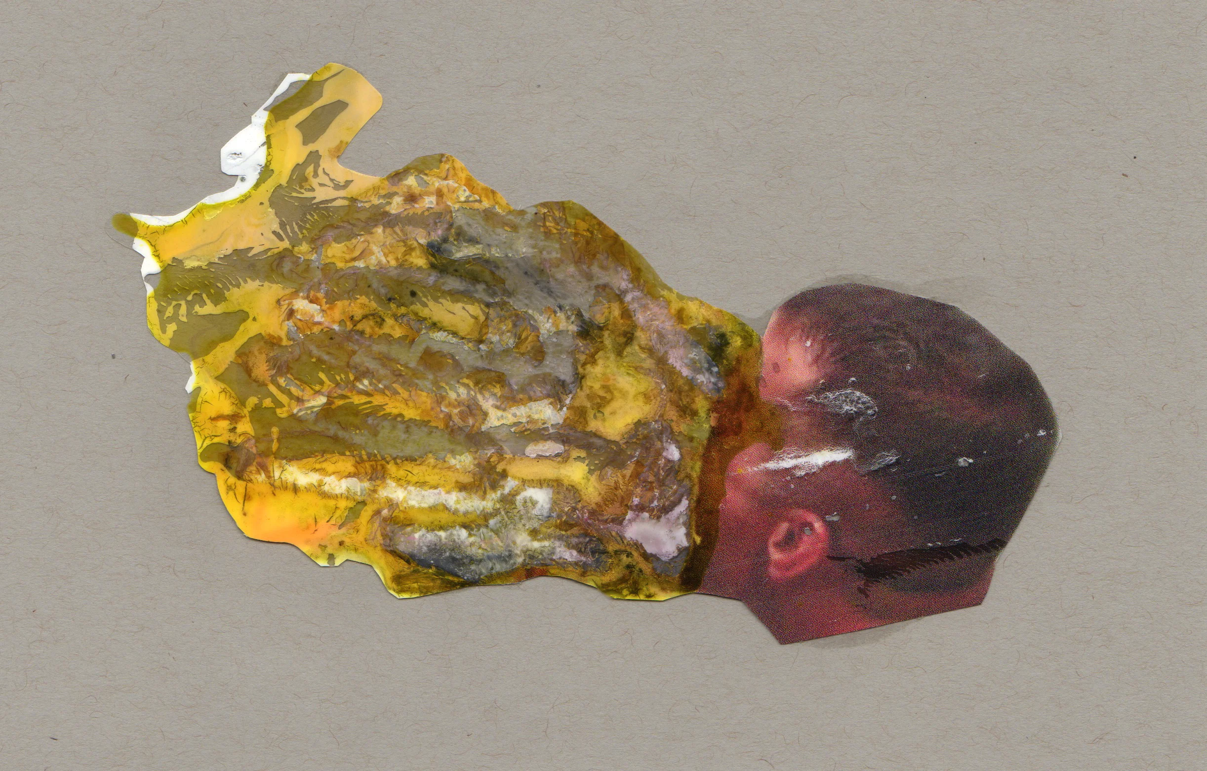 Kiss The Abyss, 2014, paint transparency archival ink and paper, 8.5x5.5 inches