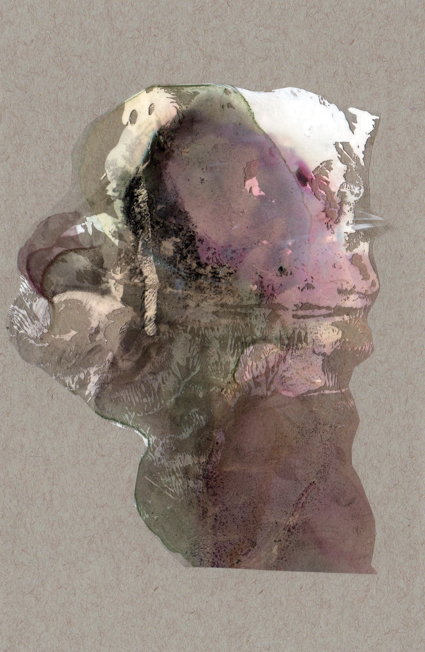 Narrow Escape, 2014, paint transparency archival ink and paper, 8.5x5.5 inches