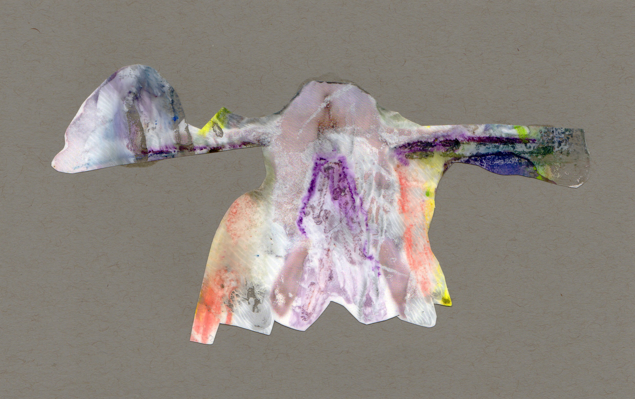 Pipe Dream, 2014, paint transparency archival ink and paper, 8.5x5.5 inches