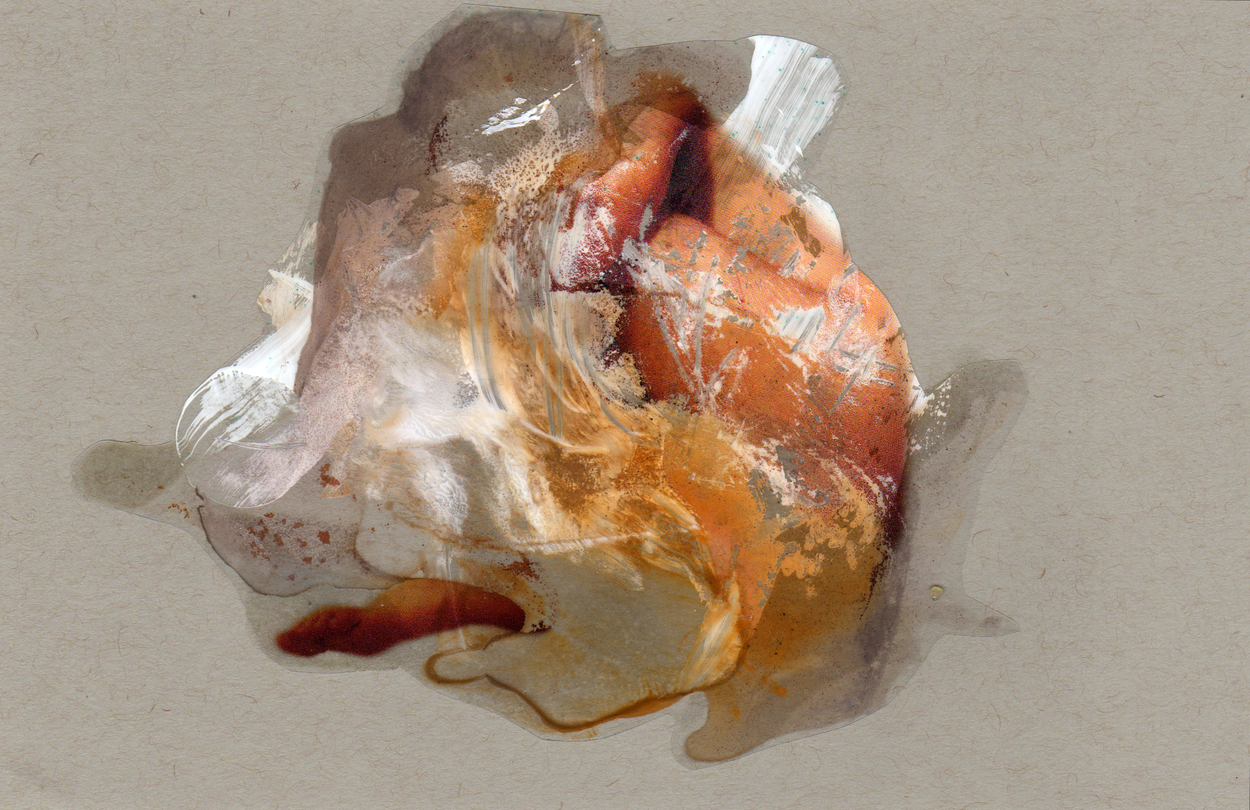 Sandstorm, 2014, paint transparency archival ink and paper, 8.5x5.5 inches